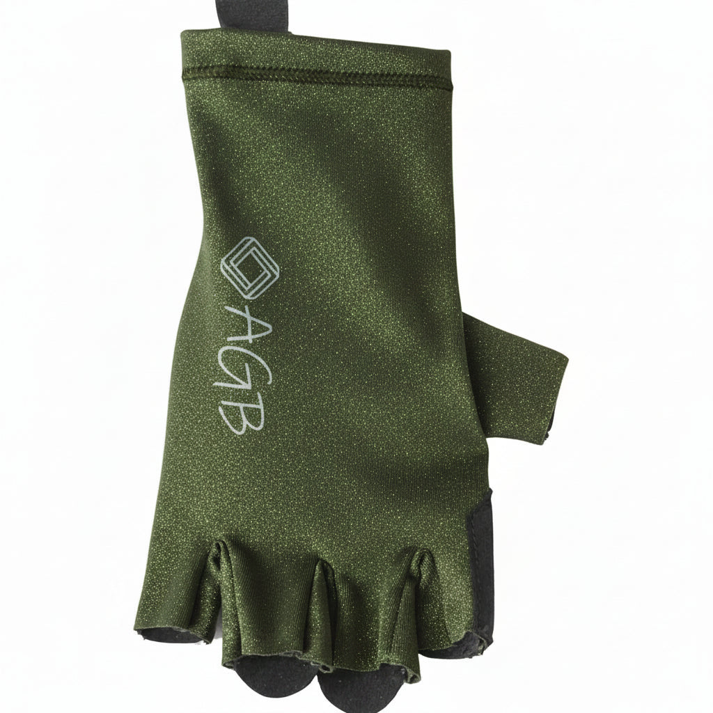 Guantes de ciclismo verde destello de alta visibilidad y dedos cortos para ruta o montaña.