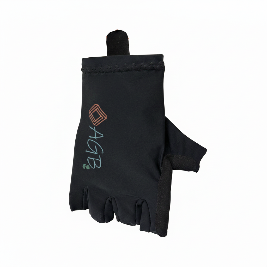 Guantes cortos para bicicleta en color negro unisex con protección anti-shock en la palma.