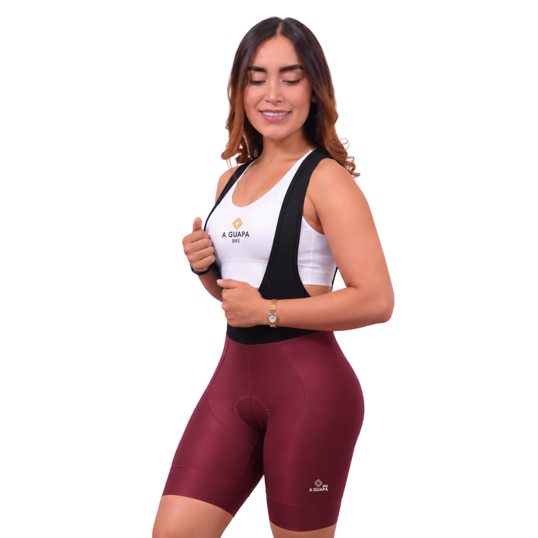 Licra Corta de Ciclismo Dama Vino Tinto - Línea Pro