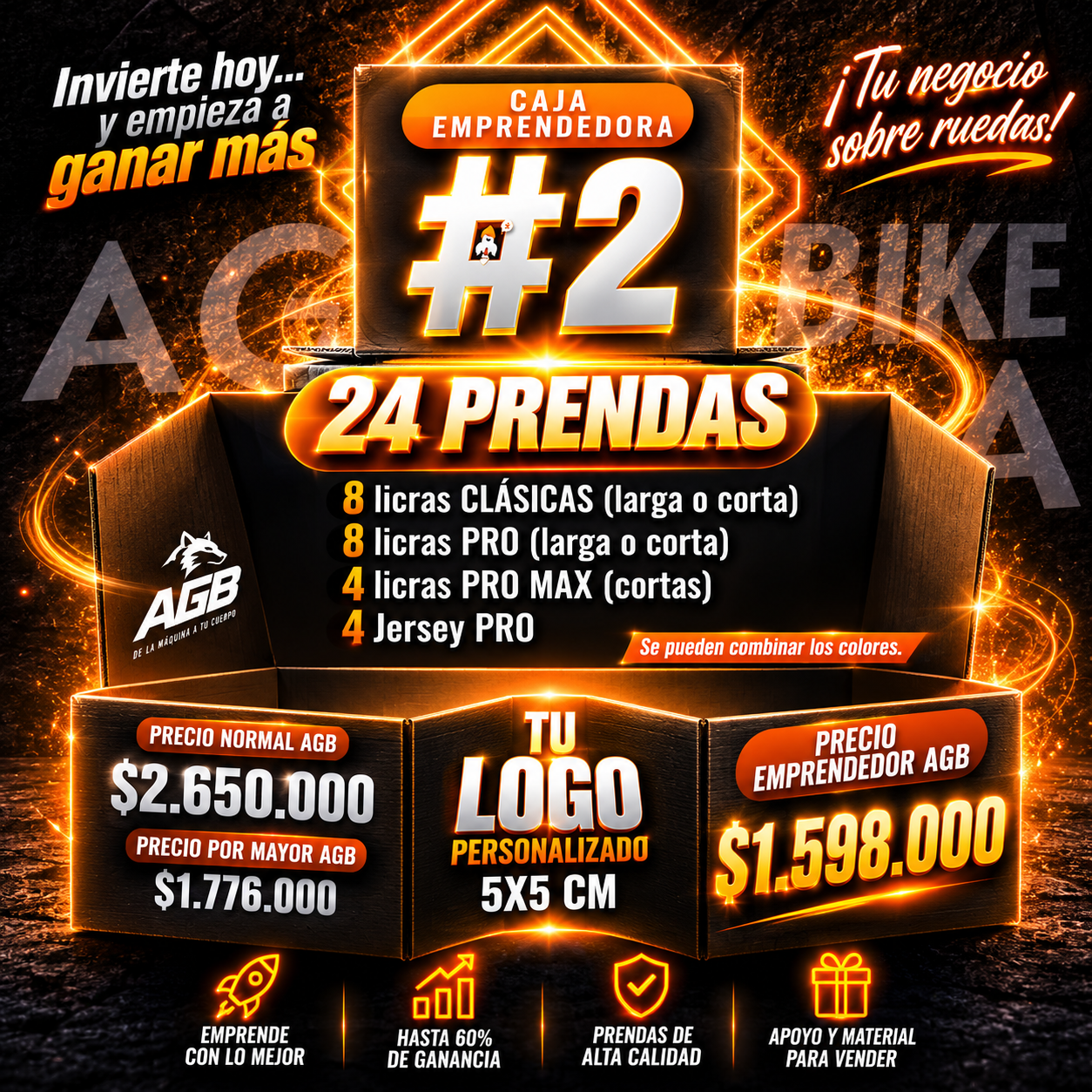Caja Emprendedora AGB - Ropa de Ciclismo al por Mayor (Marca Propia o Reventa)
