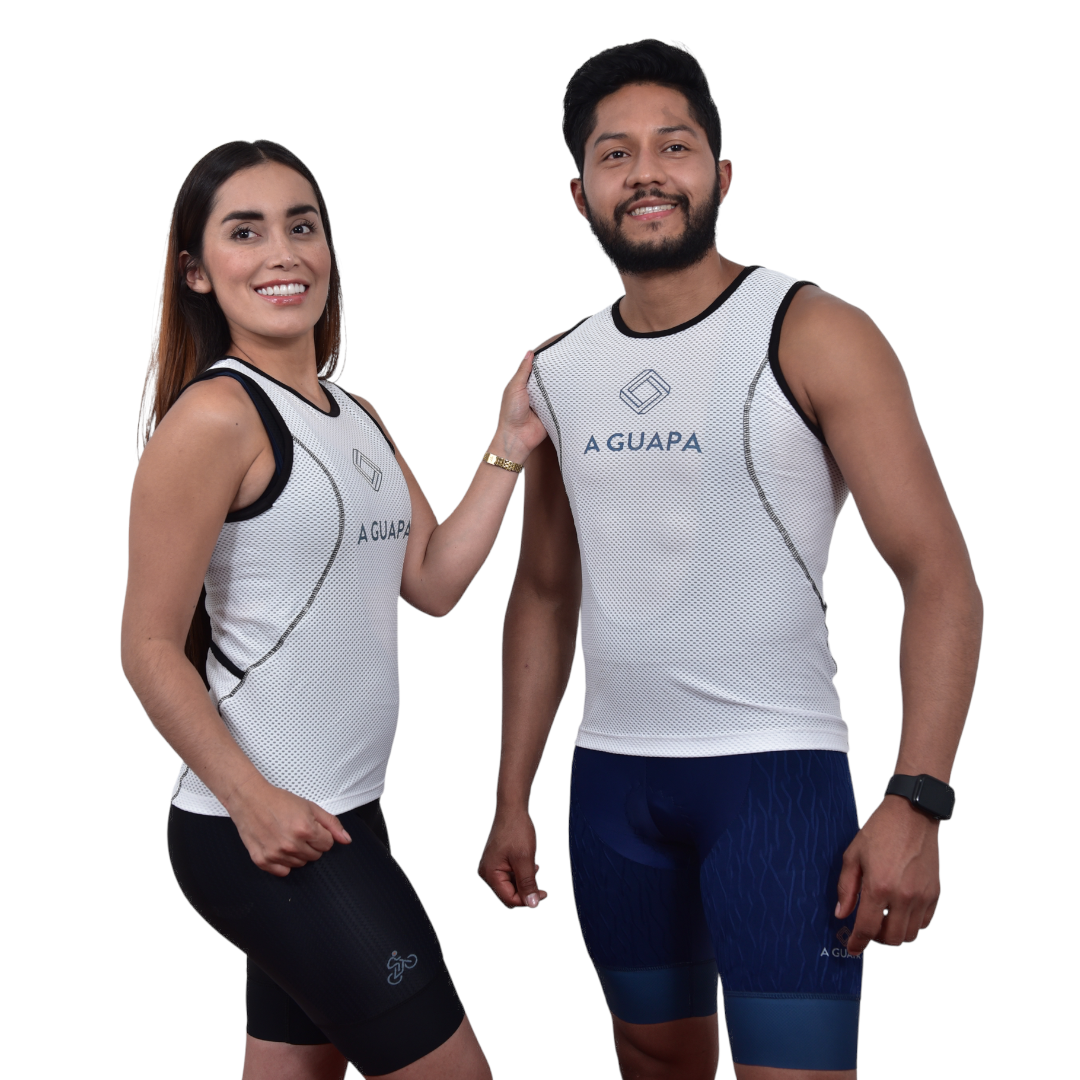 Camisilla esqueleto de ciclismo blanca unisex con ajuste ergonómico de A Guapa Bike.