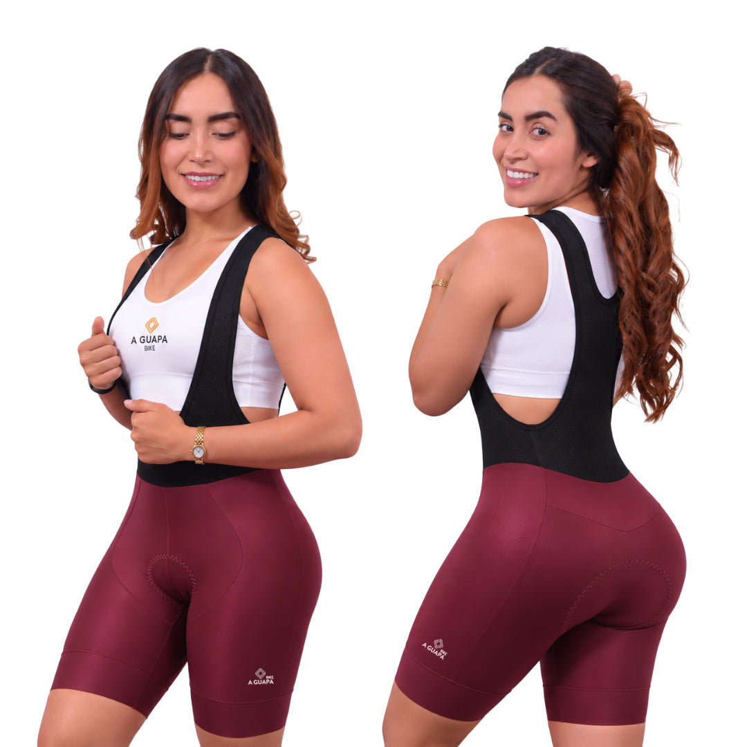 Licra Corta de Ciclismo Dama Vino Tinto - Línea Pro