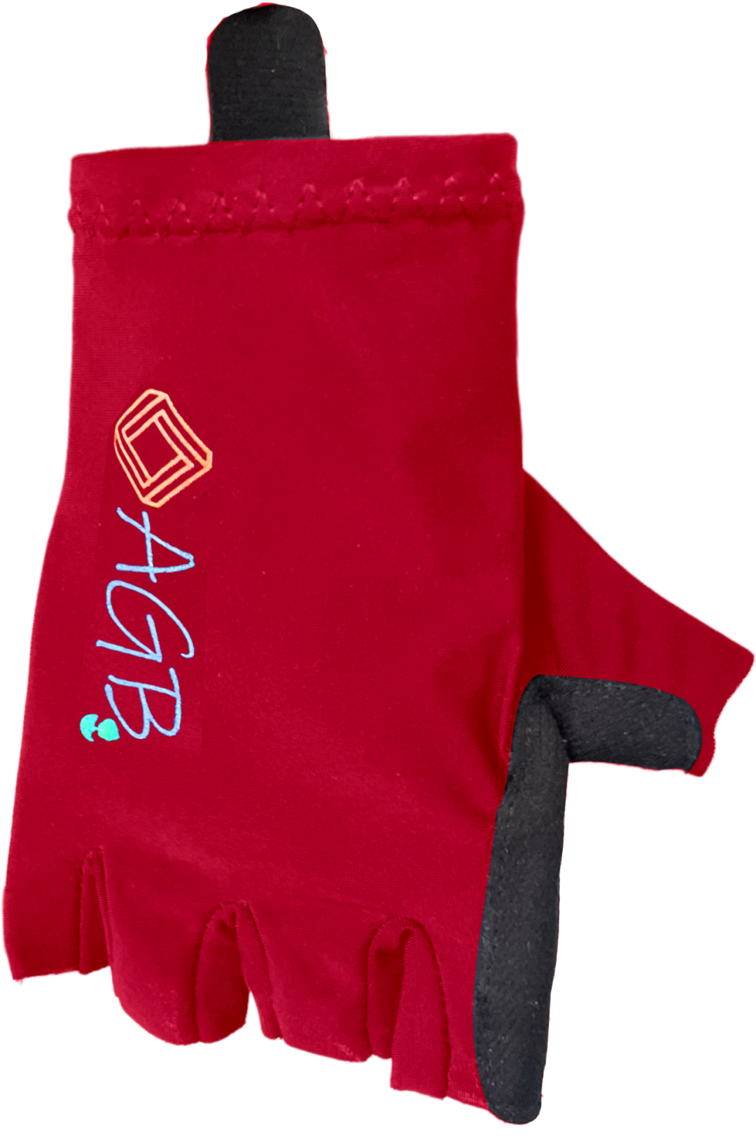 Guantes cortos para ciclismo color rojo con palma antideslizante de alta sujeción.