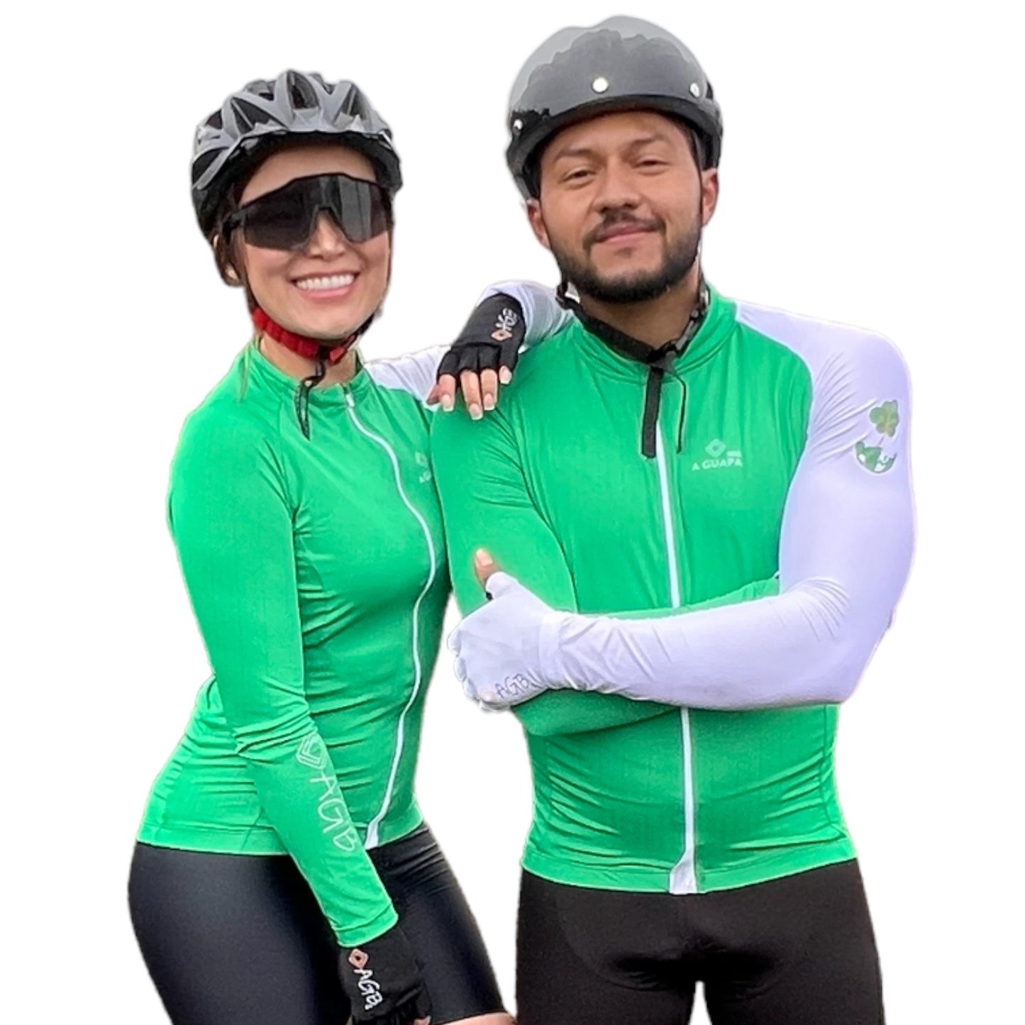 Jersey de ciclismo Pro verde eco para hombre vista frontal completa con cremallera de A Guapa Bike.