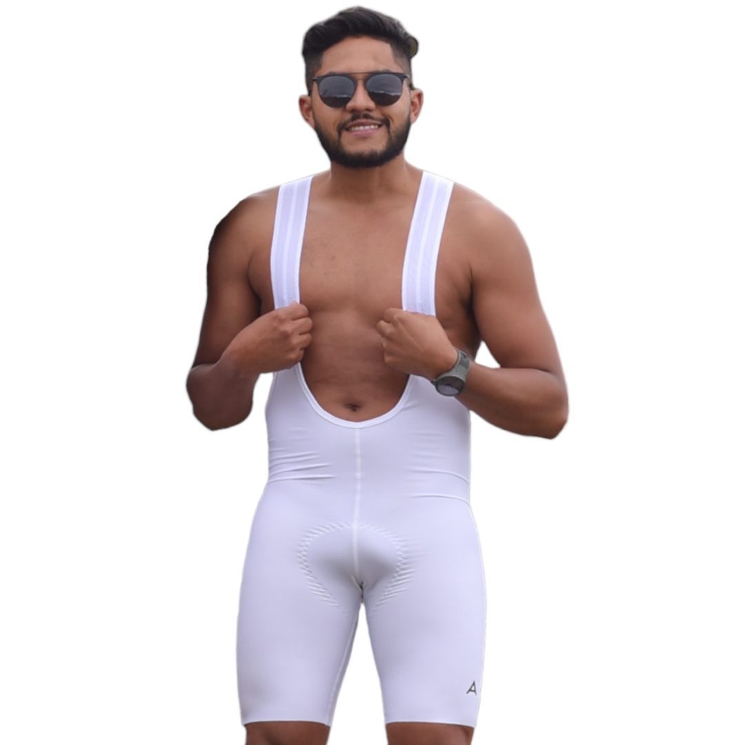 Licra corta de ciclismo para hombre blanca premium Pro Max que no transparenta