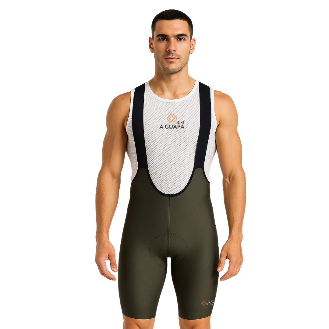 Licra corta de ciclismo para hombre sin costuras verde destello Pro Max de frente