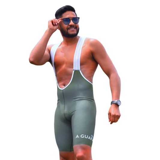 Licra corta de ciclismo para hombre sin costuras verde menta Pro Max de frente