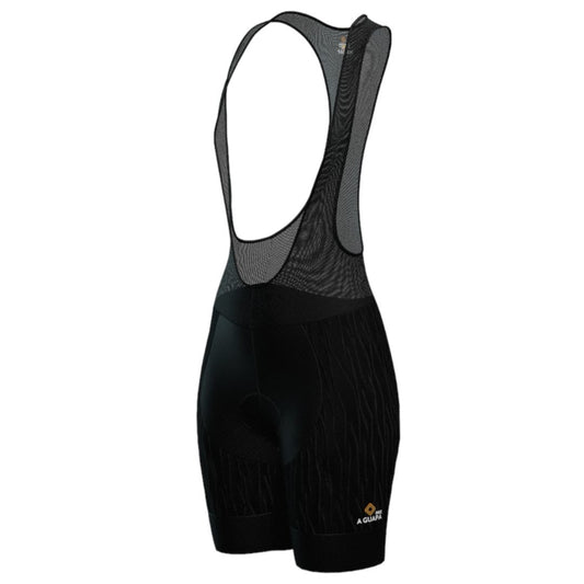 Licra corta de ciclismo negra en tela grabada con moldería especial para dama de la línea Pro de A Guapa Bike.